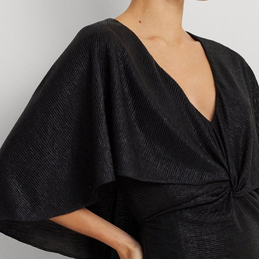 Lauren Ralph Lauren Metallic Knit Twist‑Front Cape Gown Women’s - Picture 5 of 6